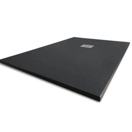 MITOLA Receveur de douche rectangulaire a poser Liwa - 100 x 80 cm - Résine composite - Gris anthracite