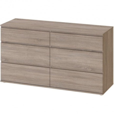 TVILUM Commode 6 tiroirs - Décor chene Truffe - L 153,4 x P 50 x H 83,70 cm - OMAHA