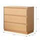 Commode 3 tiroirs - En panneaux de particules - Placage chene - Classique - L 90 x P 40 x H 80 cm