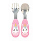 NUBY Couverts d'apprentissage inox, manches silicone 3D - Rose - 12 mois +