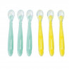 Badabulle Lot de 6 cuilleres en silicone ultra-flexibles, Ergonomiques, Sans BPA, 4m+