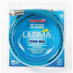 DIPRA Flexible inox vitagaz gaz naturel NF 1.5m - écrous 15/21 - durée illimitée