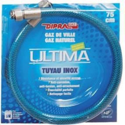 DIPRA Flexible inox vitagaz gaz naturel NF 2m - écrous 15/21 - durée illimitée