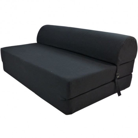 JUNE Chauffeuse 2 places - Tissu noir - Style contemporain - L 115 x P 75 cm