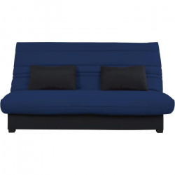 DUNLOPILLO Banquette Clic clac - Tissu Indigo + 2 coussins Noir - L 194 x P 98 x H 100 cmROXI