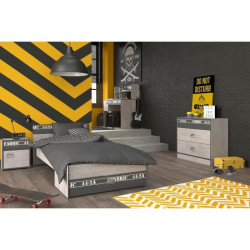 PARISOT Chambre enfant complete - Industriel - Décor gris loft et ombre - l 90 x L 200 cm - NOA