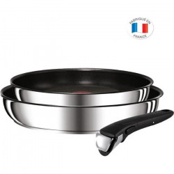 TEFAL L9409202 Ingenio Préférence Set de 2 poeles 24 + 28cm, Poignée amovible, Tous feux dont induction + four, Fabriqué en F…