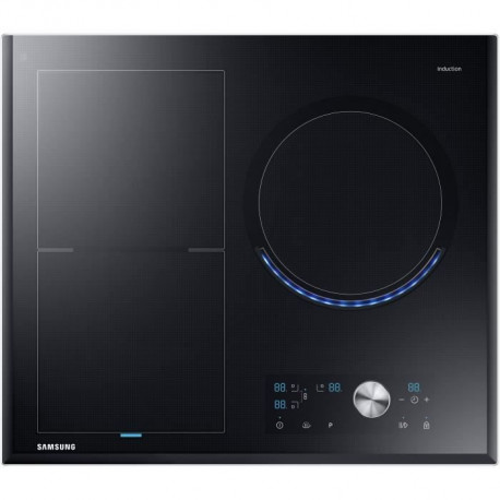 Table de cuisson induction - SAMSUNG - 3 zones - NZ63J9770EK/EF - L60 cm - 6800W - Revetement verre - Noir