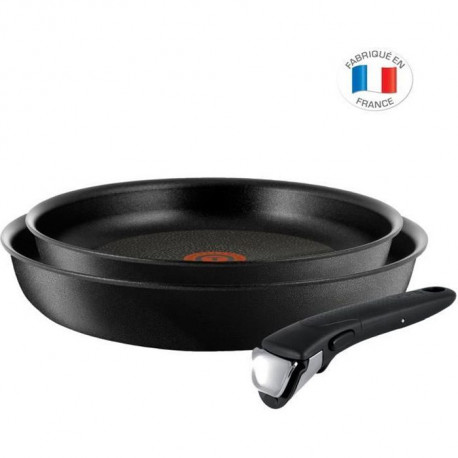 TEFAL L6509102 Ingenio Expertise Lot 2 poeles 22/26 cm + poignée, Induction + four, Revetement antiadhésif, Fabriqué en France