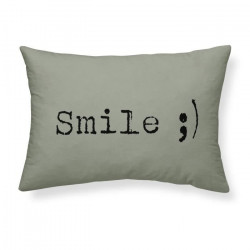 TODAY Coussin coton lavé Smile - 30 x 70 cm - Vert kaki TODAY
