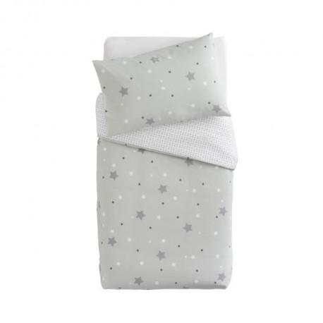 DOMIVA Parure de couette Little stars - 1 Housse de couette 100 x 140 cm + 1 taie d'oreiller - 120 g/m² - Gris