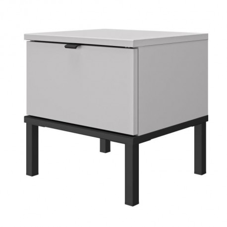 GAMI Chevet 1 porte - Gris et noir - CASTEL - L 36 x P 40 x H 42 cm
