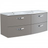 Ensemble Meuble de salle de bain 4 tiroirs + Vasque - Taupe - L 120 x P 46 x H 14 cm - BENT