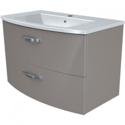 Ensemble Meuble de salle de bain 2 tiroirs + Vasque - Taupe - L 80,5 x P 46 x H 14 cm - BENT