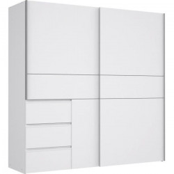 Armoire 2 portes coulissantes 3 tiroirs - Blanc - L 200,1 x P 61,2 x H 200,5 cm - WINN2