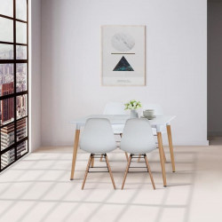 Ensemble Table a manger 120x80 cm+ 4 chaises - Laqué Blanc - OTTO