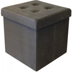 COTTON WOOD Pouf Coffre pliable Velours - 35 x 35 x 35 cm - Gris