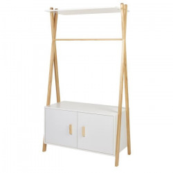 AMAROK Portant enfant - Pin massif et MDF - Blanc/naturel - Style scandinave - L 46 cm