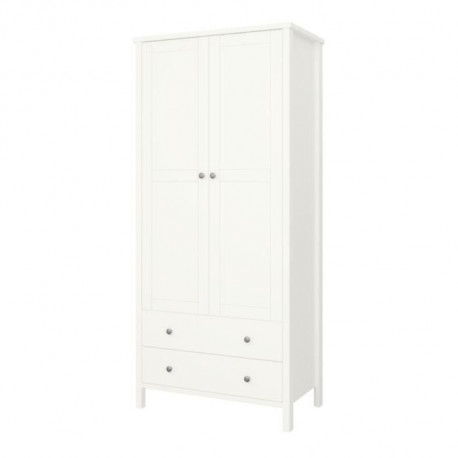 Armoire de chambre - MDF - Laqué blanc - 2 portes - L 89 x P 49,5 x H 195 cm