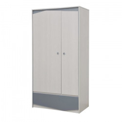 Armoire enfant IGLOO - Décor chene clair et gris - 2 portes et 1 tiroir - L97,6 x P55 x H192 cm