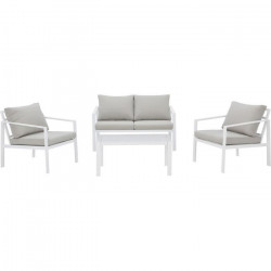 Salon de jardin avec structure en aluminium avec coussins - 4 personnes - Fira - Gris