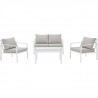 Salon de jardin avec structure en aluminium avec coussins - 4 personnes - Fira - Gris