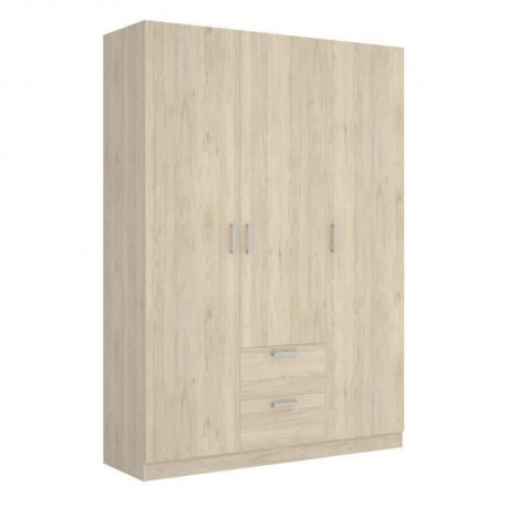 MAXI Armoire 3 portes + 2 tiroirs - Décor chene - L 150 x P 52 x H 215cm
