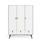Armoire de chambre - Blanc et noir - 3 portes - Style moderne - L 150,2 x P 60,1 x H 200,4 cm