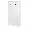 Armoire enfant HARO - MDF et pin massif - Décor chene et laqué blanc - 2 portes - L80 x P50 x H180 cm