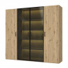 Armoire - Décor chene - 4 portes + éclairage - L 222,9 x P 54,2 x H 210,5 cm - RAMMA