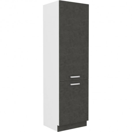 Meuble colonne 2 portes battantes - Gris - L 60 x P 57 x H 210 cm - LASSEN