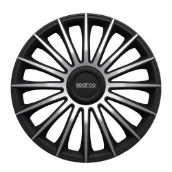 SPARCO Lot de 4 Enjoliveurs Treviso 16'' - Noir et Gris argenté