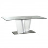 SCIAE Table a manger 6 a 8 personnes - Plateau en verre - Lasué blanc - ELYPSE - L 200 x P 100 x H 76 cm