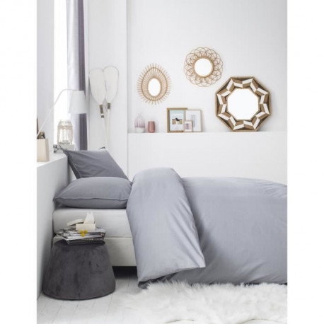 TODAY Parure de couette Coton Lavé STOCKHOLM KRIS QUARTZ - 1 Housse de couette 220x240 cm + 2 Taies d'Oreillers 63x63 cm TODAY