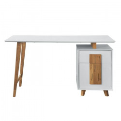 Bureau 1 porte 1 tiroir - Décor bois et blanc - L 140 x P 76 x H 60 - HAMBOURG