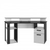 GAMI Bureau gaming LED 1 tiroir 1 porte - Décor blanc et anthracite - L 170 x P 67 x H 75/88 cm - PLAYER