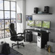 GAMI Bureau gaming LED 1 tiroir 1 porte - Décor blanc et anthracite - L 170 x P 67 x H 75/88 cm - PLAYER