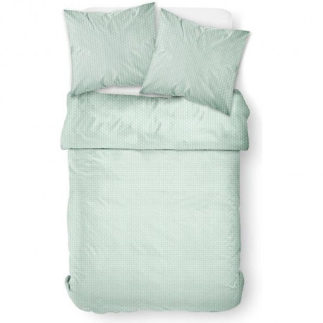 TODAY Parure de lit Scandi - 1 housse de couette 140 x 200 cm + 1 Taie d'Oreiller 63 x 63 cm - 100% Coton 57 Fils - Vert TODAY