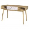 Bureau Droit  GARDENIA - Bois et motifs - Pieds en Bois massif - 1 Tiroir - L 120 x P 55 x H 75 cm