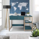 Bureau droit 2 tiroirs - Bois et Bleu - Panneaux de particules - L 120 x P 60 x H 75 cm - ANKARA