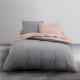 TODAY Parure de lit Coton 1 personne - 140x200 cm - Bicolore Gris et Rose Louise