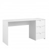 Bureau droit en panneaux de particules - Décor blanc - Style classique - L 150 x P 49 x 75 cm - 3 tiroirs - ESSENTIELLE