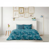 LOVELY HOME Parure de couette 220x240 cm + 2 taies d'oreiller 65x65 cm - 100% Coton MALMO - Bleu paon