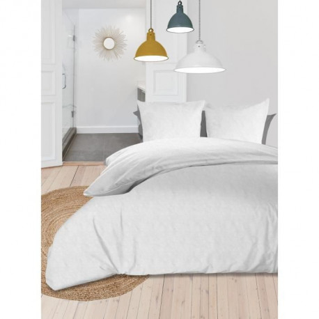 SOLEIL d'OCRE Parure de couette Boheme - Microfibre lavée - 220 x 240 cm - Blanc