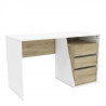 DEMEYERE Bureau 3 tiroirs - Décor Chene Kronberg blanc - L 127,1 x H 76,8 x P 55 cm - JEFFERSON