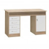 Bureau droit en panneaux de particules - Décor chene et blanc - Style contemporain - L 126 cm