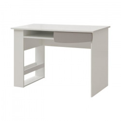 FREEZY Bureau enfant - 1 tiroir et niches - Mdf - Blanc/Gris - L115 xP55x H78cm