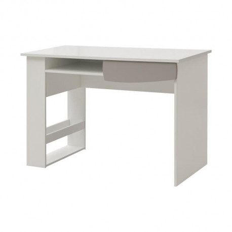 FREEZY Bureau enfant - 1 tiroir et niches - Mdf - Blanc/Gris - L115 xP55x H78cm