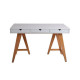Bureau 3 tiroirs - Décor chene et blanc - L 120 x P 60 x 77 cm - GAUDI