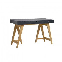 Bureau 3 tiroirs - Décor chene et gris anthracite - L 120 x P 60 x 77 cm - GAUDI